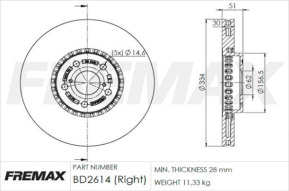 FREMAX BD-2614 - Bremžu diski www.autospares.lv