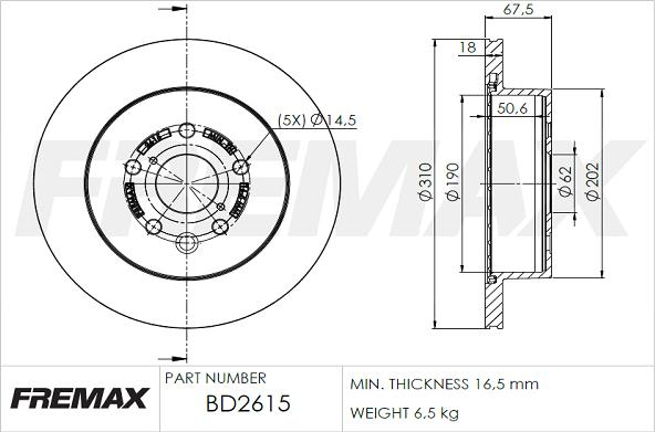 FREMAX BD-2615 - Bremžu diski www.autospares.lv