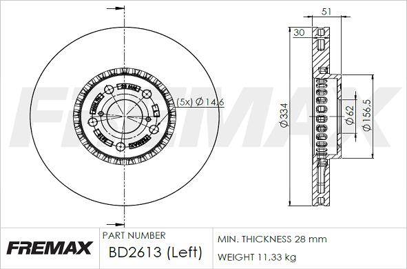 FREMAX BD-2613 - Bremžu diski www.autospares.lv