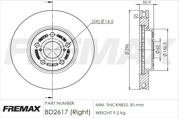 FREMAX BD-2617 - Тормозной диск www.autospares.lv