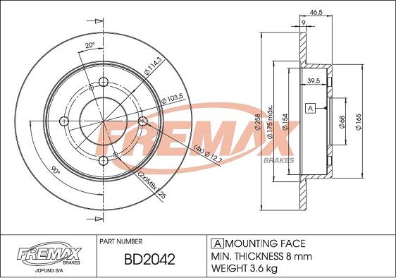 FREMAX BD-2042 - Bremžu diski www.autospares.lv