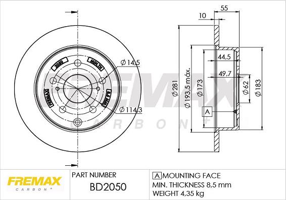 FREMAX BD-2050 - Bremžu diski autospares.lv