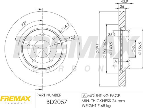 FREMAX BD-2057 - Bremžu diski www.autospares.lv