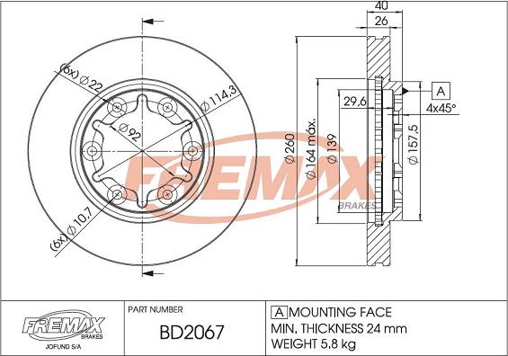 FREMAX BD-2067 - Bremžu diski autospares.lv