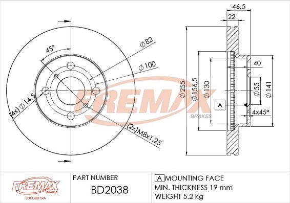 FREMAX BD-2038 - Bremžu diski www.autospares.lv