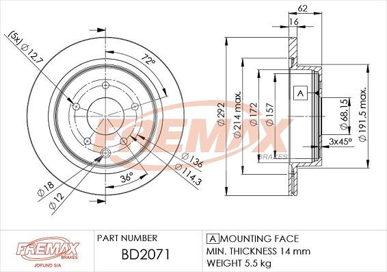 FREMAX BD-2071 - Bremžu diski www.autospares.lv