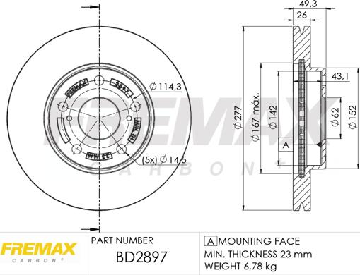 FREMAX BD-2897 - Bremžu diski www.autospares.lv