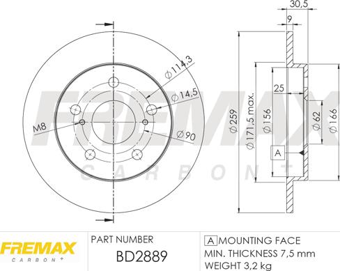 FREMAX BD-2889 - Bremžu diski www.autospares.lv