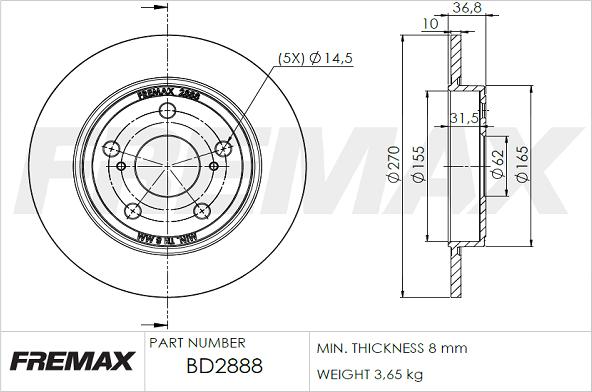 FREMAX BD-2888 - Bremžu diski www.autospares.lv