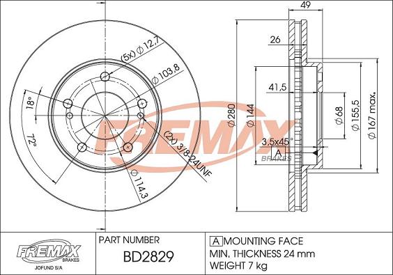 FREMAX BD-2829 - Bremžu diski www.autospares.lv