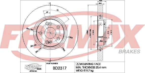 FREMAX BD-2317 - Brake Disc www.autospares.lv