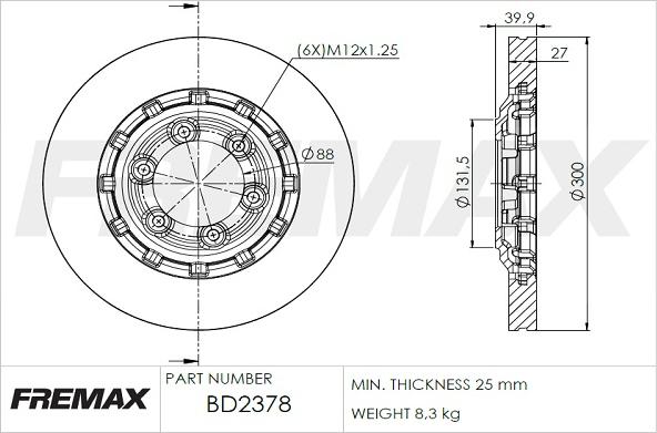 FREMAX BD-2378 - Bremžu diski www.autospares.lv