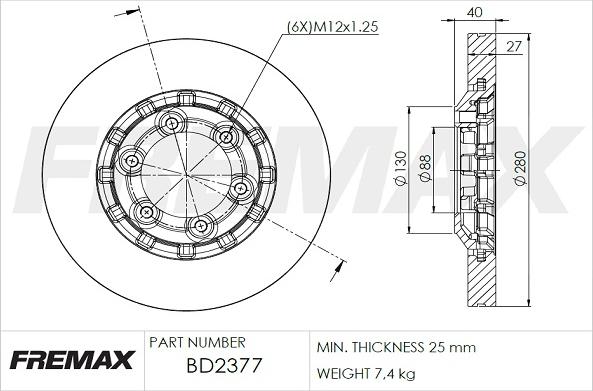 FREMAX BD-2377 - Bremžu diski www.autospares.lv