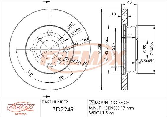 FREMAX BD-2249 - Bremžu diski www.autospares.lv