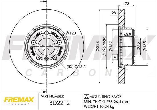 FREMAX BD-2212 - Bremžu diski www.autospares.lv