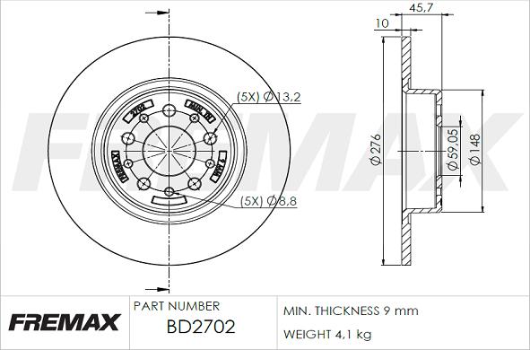 FREMAX BD-2702 - Bremžu diski www.autospares.lv