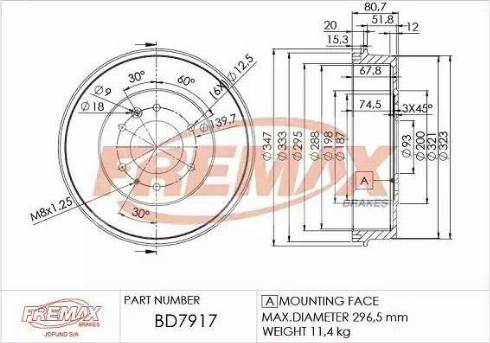 FREMAX BD-7917 - Тормозной барабан www.autospares.lv