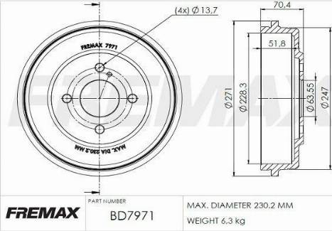 FREMAX BD-7971 - Тормозной барабан www.autospares.lv