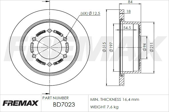 FREMAX BD-7023 - Bremžu diski www.autospares.lv