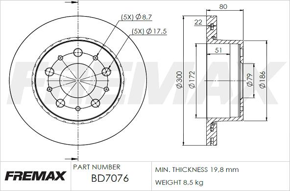 FREMAX BD-7076 - Bremžu diski autospares.lv