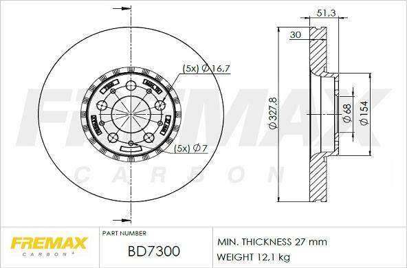 FREMAX BD-7300 - Bremžu diski www.autospares.lv