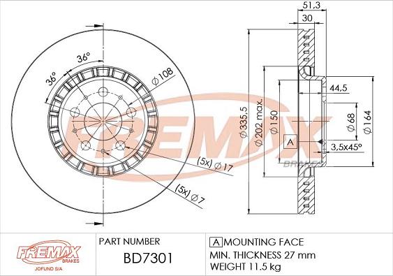 FREMAX BD-7301 - Bremžu diski www.autospares.lv