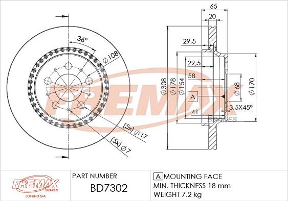 FREMAX BD-7302 - Bremžu diski autospares.lv