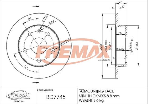 FREMAX BD-7745 - Bremžu diski www.autospares.lv