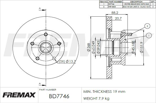 FREMAX BD-7746 - Bremžu diski www.autospares.lv