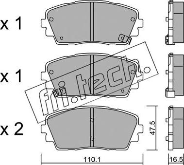 Fri.Tech. 957.0 - Тормозные колодки, дисковые, комплект www.autospares.lv