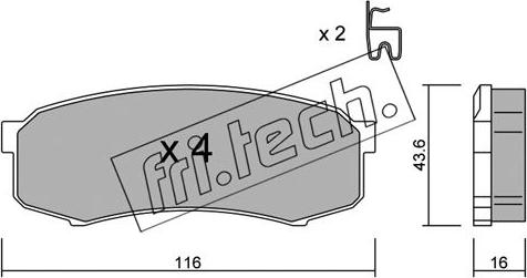 Fri.Tech. 447.0 - Тормозные колодки, дисковые, комплект www.autospares.lv