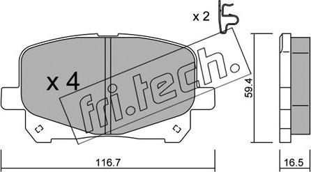 Fri.Tech. 459.0 - Bremžu uzliku kompl., Disku bremzes autospares.lv