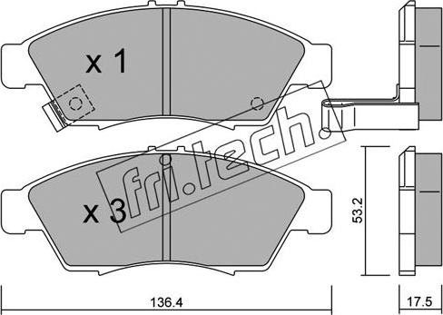 Fri.Tech. 453.0 - Тормозные колодки, дисковые, комплект www.autospares.lv