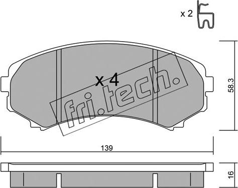 Fri.Tech. 414.0 - Тормозные колодки, дисковые, комплект www.autospares.lv