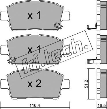 Fri.Tech. 438.0 - Тормозные колодки, дисковые, комплект www.autospares.lv