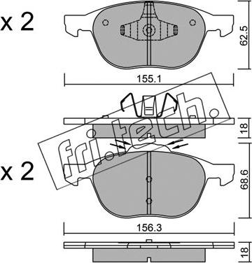 Fri.Tech. 550.1 - Тормозные колодки, дисковые, комплект www.autospares.lv