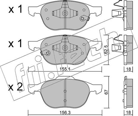 Fri.Tech. 550.2 - Тормозные колодки, дисковые, комплект www.autospares.lv