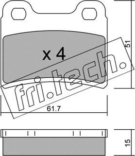 Fri.Tech. 551.0 - Тормозные колодки, дисковые, комплект www.autospares.lv