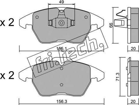 Fri.Tech. 564.2 - Тормозные колодки, дисковые, комплект www.autospares.lv