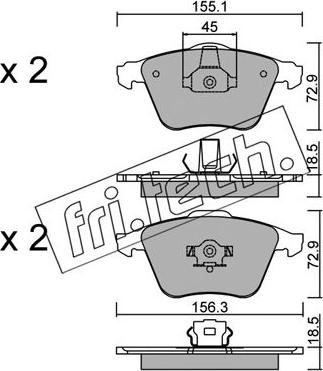 Fri.Tech. 565.3 - Тормозные колодки, дисковые, комплект www.autospares.lv