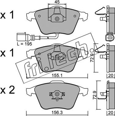 Fri.Tech. 565.2 - Тормозные колодки, дисковые, комплект www.autospares.lv