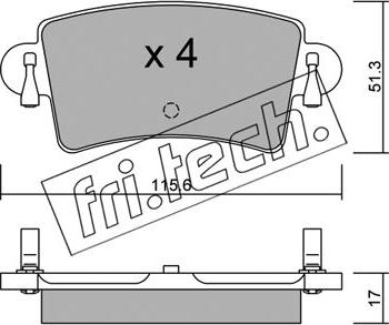 Fri.Tech. 562.0 - Тормозные колодки, дисковые, комплект www.autospares.lv