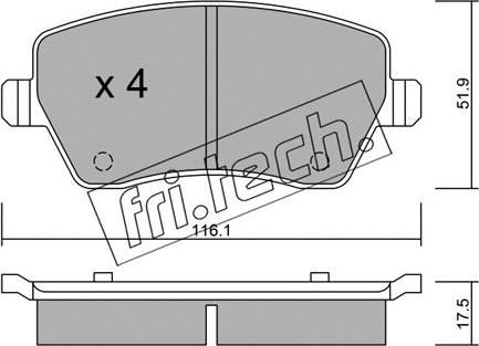 Fri.Tech. 501.0 - Тормозные колодки, дисковые, комплект www.autospares.lv