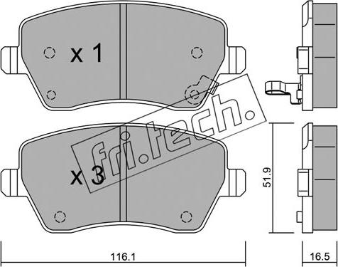 Fri.Tech. 501.1 - Bremžu uzliku kompl., Disku bremzes autospares.lv