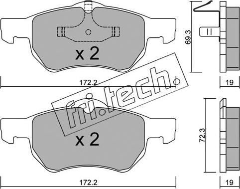 Fri.Tech. 539.0 - Тормозные колодки, дисковые, комплект www.autospares.lv