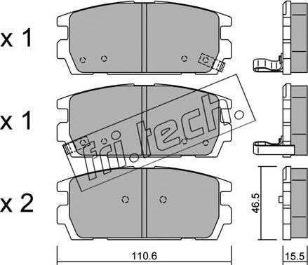 Fri.Tech. 523.0 - Тормозные колодки, дисковые, комплект www.autospares.lv