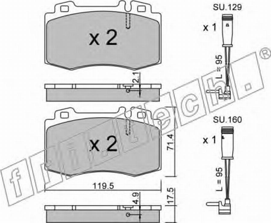 Fri.Tech. 5795W - Bremžu uzliku kompl., Disku bremzes www.autospares.lv