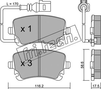 Fri.Tech. 570.0 - Тормозные колодки, дисковые, комплект www.autospares.lv