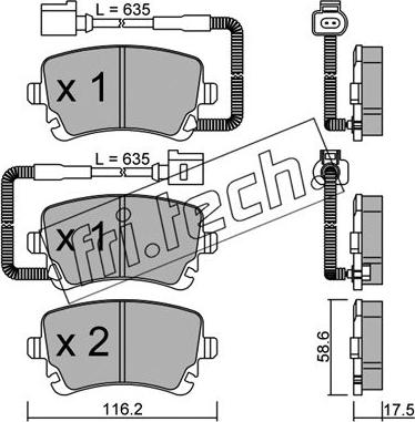 Fri.Tech. 570.1 - Тормозные колодки, дисковые, комплект www.autospares.lv