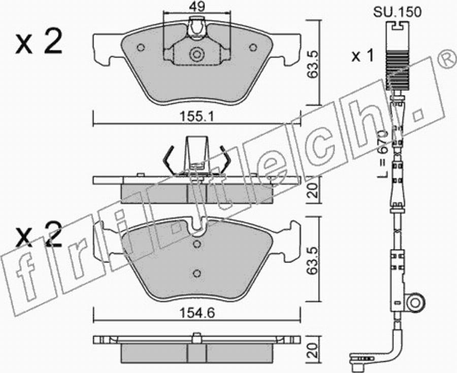 Fri.Tech. 5730W - Bremžu uzliku kompl., Disku bremzes www.autospares.lv